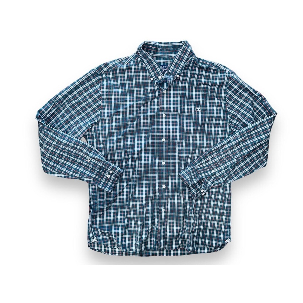 T2 Fish Hippie Men's‎ Button up Plaid Shirt Top XL Tailored Fit Preppy Classic